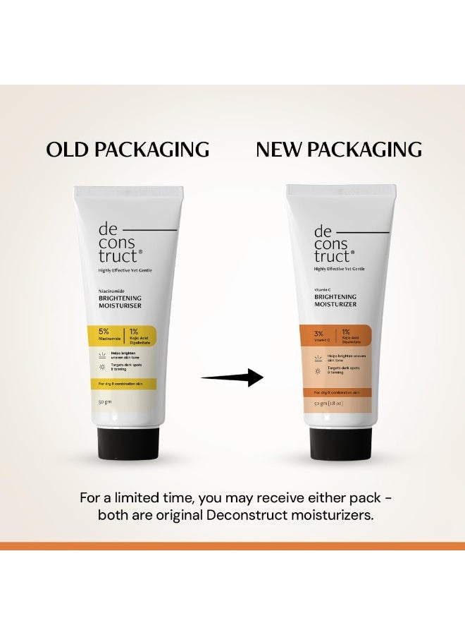 Deconstruct Niacinamide Brightening Face Moisturizer| 5% Niacinamide + 1% Kojic Acid + 3% Vitamin C+1% Kojic Acid | For Dark Spots And Uneven Skin Tone | Brightens & Hydrates | 50 Gm - Image 4